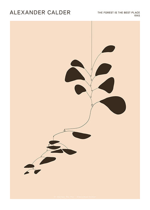 Stampa botanica mobile Calder con foglie nere