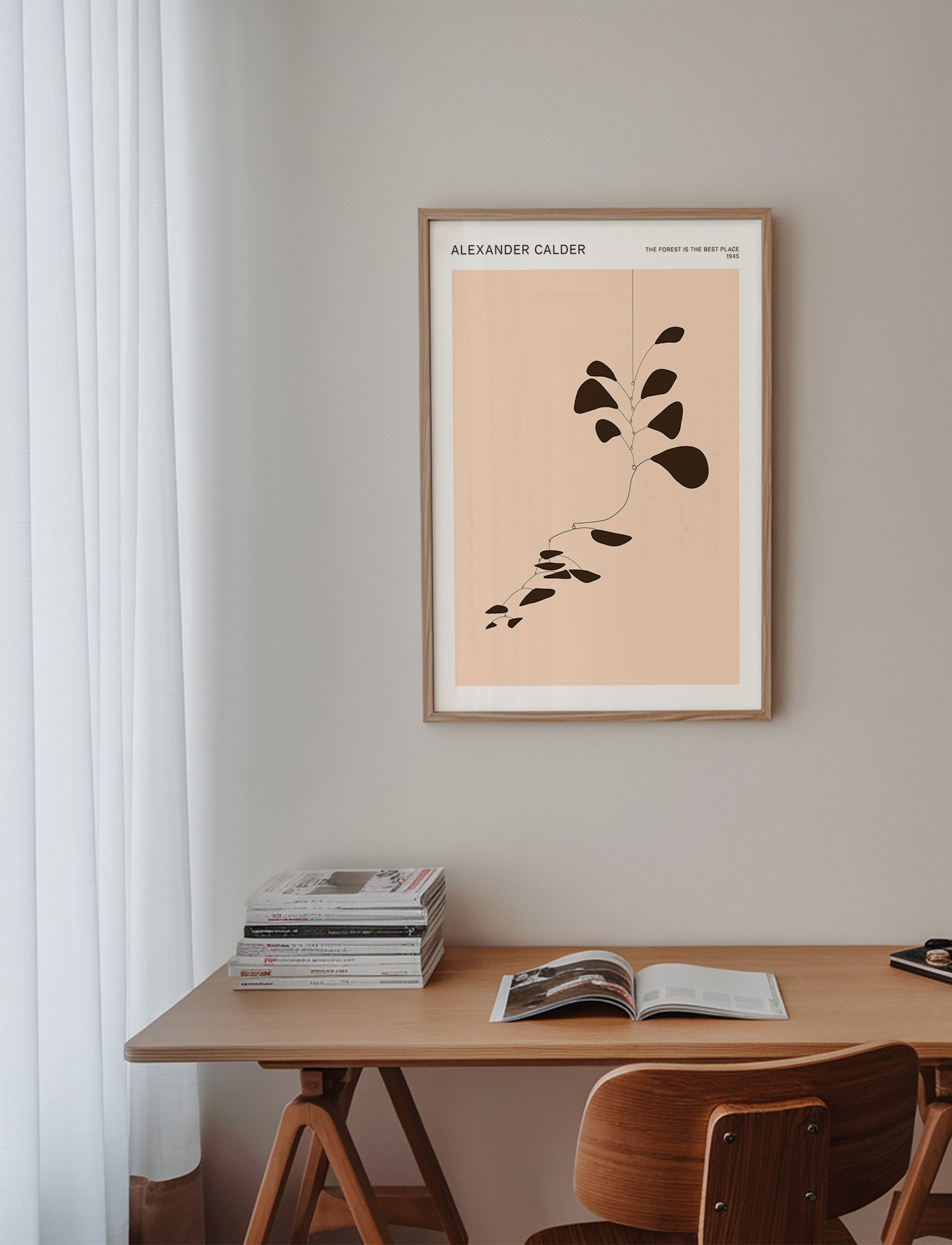 Stampa botanica mobile Calder con foglie nere