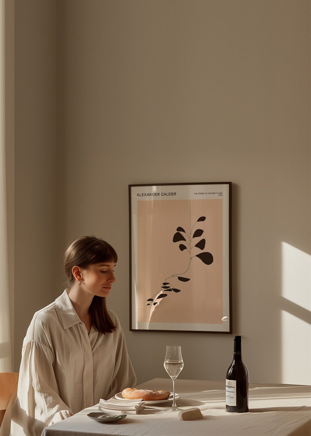 Stampa botanica mobile Calder con foglie nere