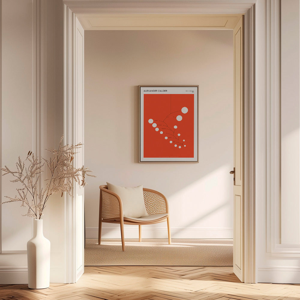 Opera astratta mobile rossa con cerchi
