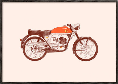 Stampa vintage moto rossa illustrata