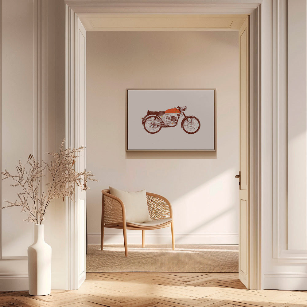 Stampa vintage moto rossa illustrata