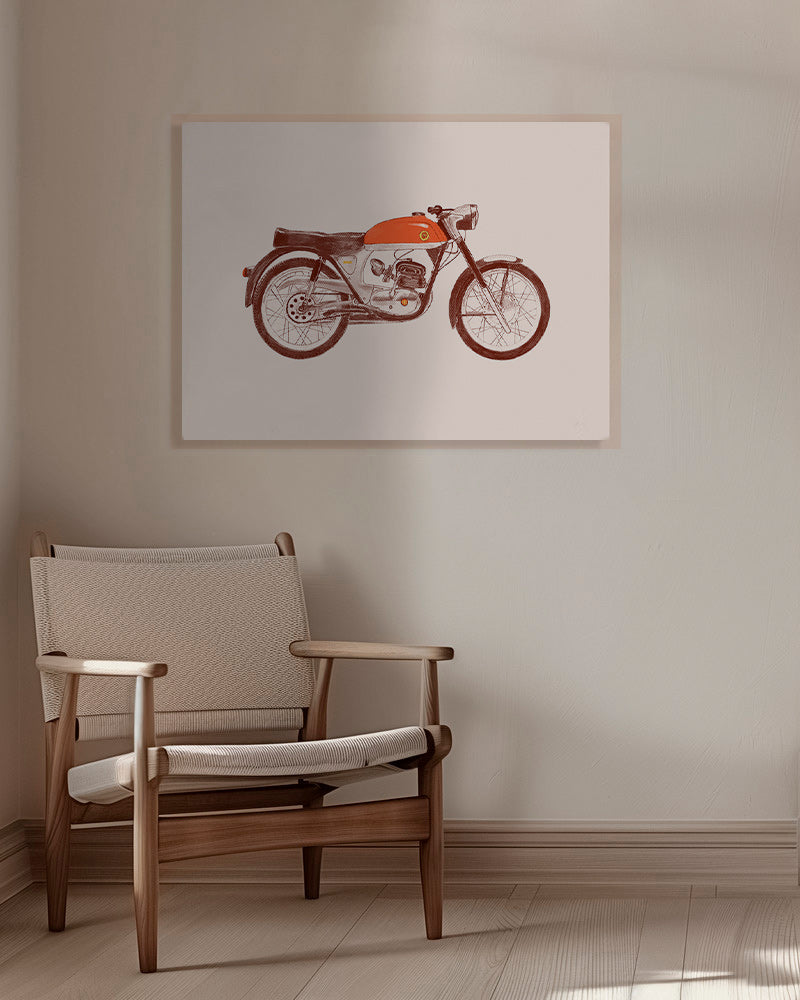 Stampa vintage moto rossa illustrata