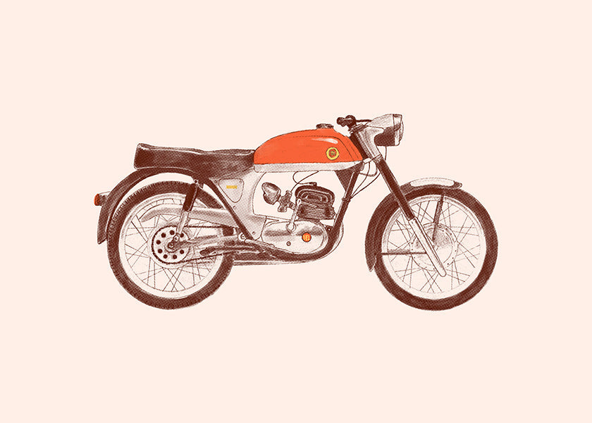 Stampa vintage moto rossa illustrata