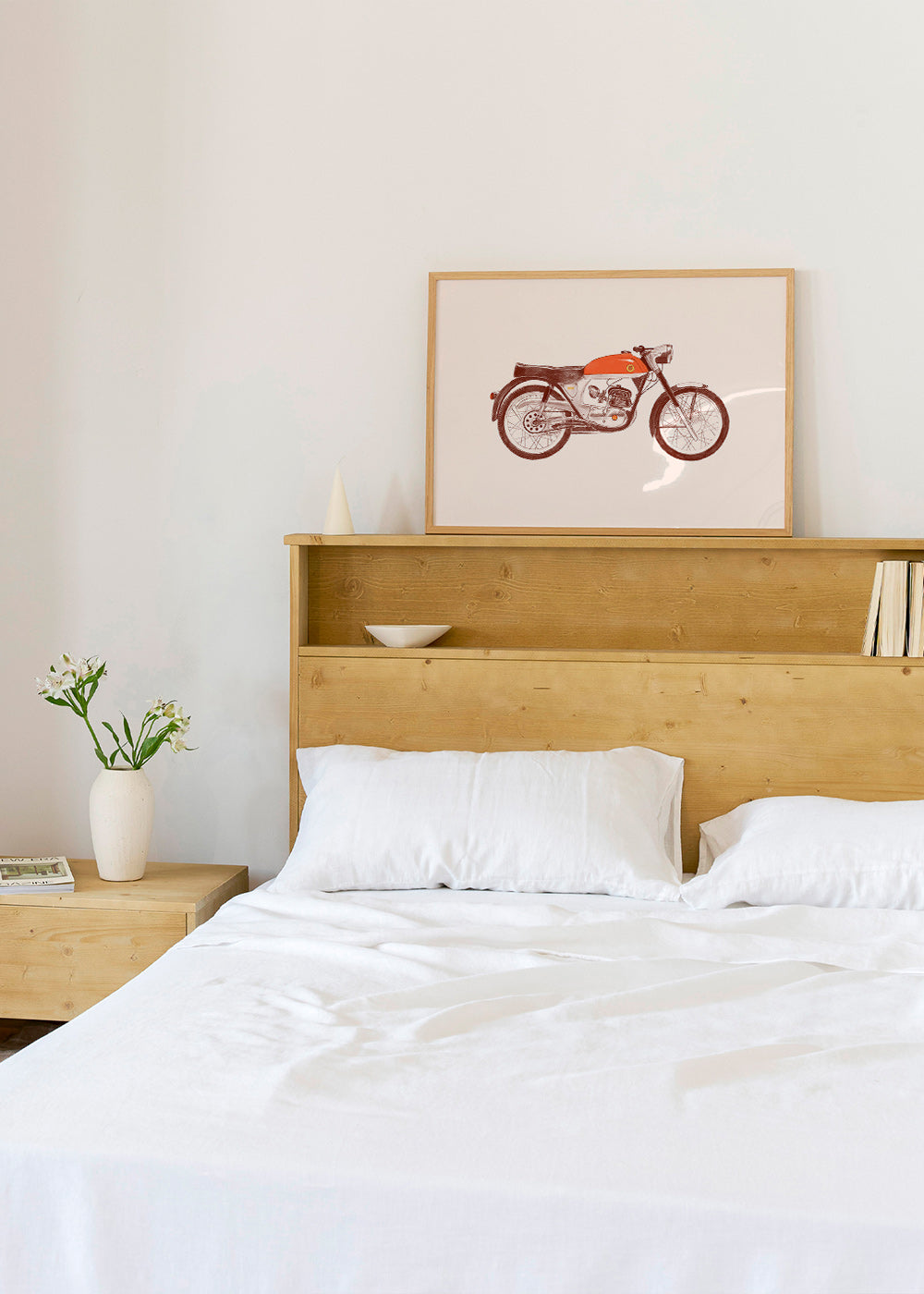 Stampa vintage moto rossa illustrata