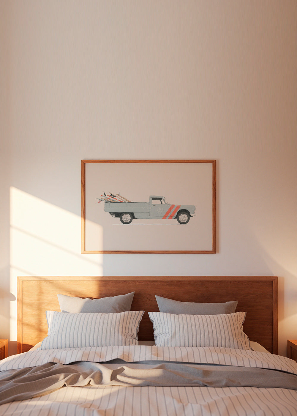 Stampa vintage pickup con tavole da surf