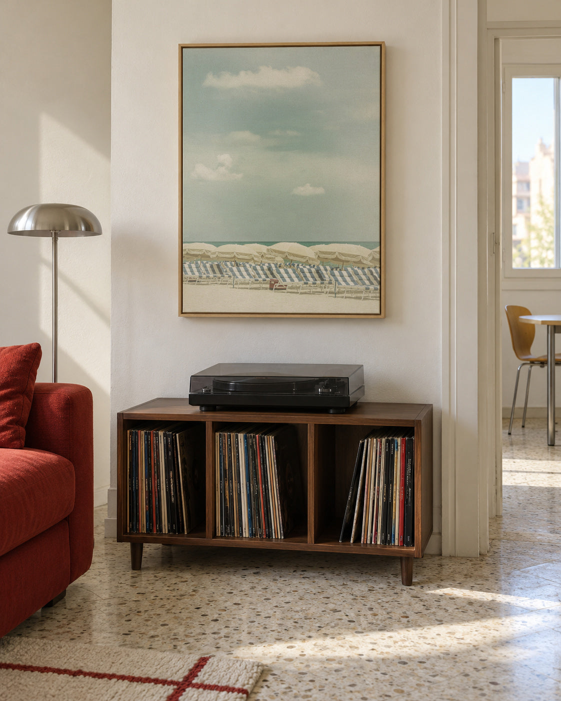 Vintage beach scene - Framed canvas in an interior