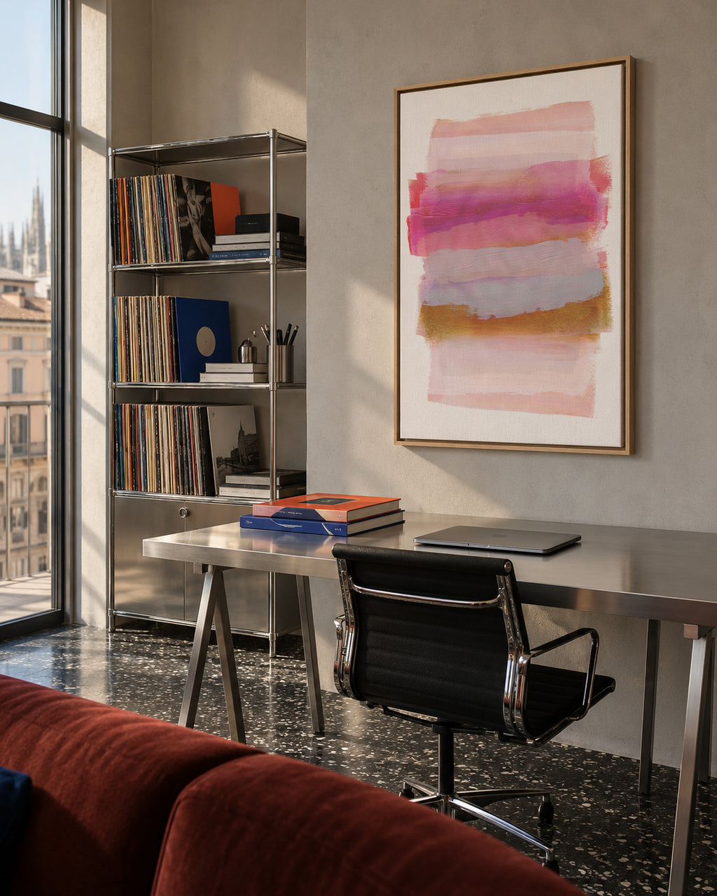 Abstract Brush Strokes 45 - Framed canvas in an interior