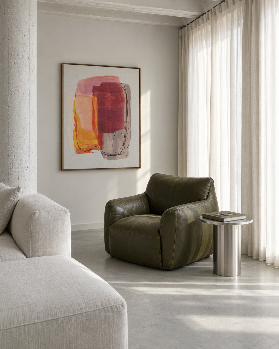 Abstract Brush Strokes 51 - Framed canvas in an interior