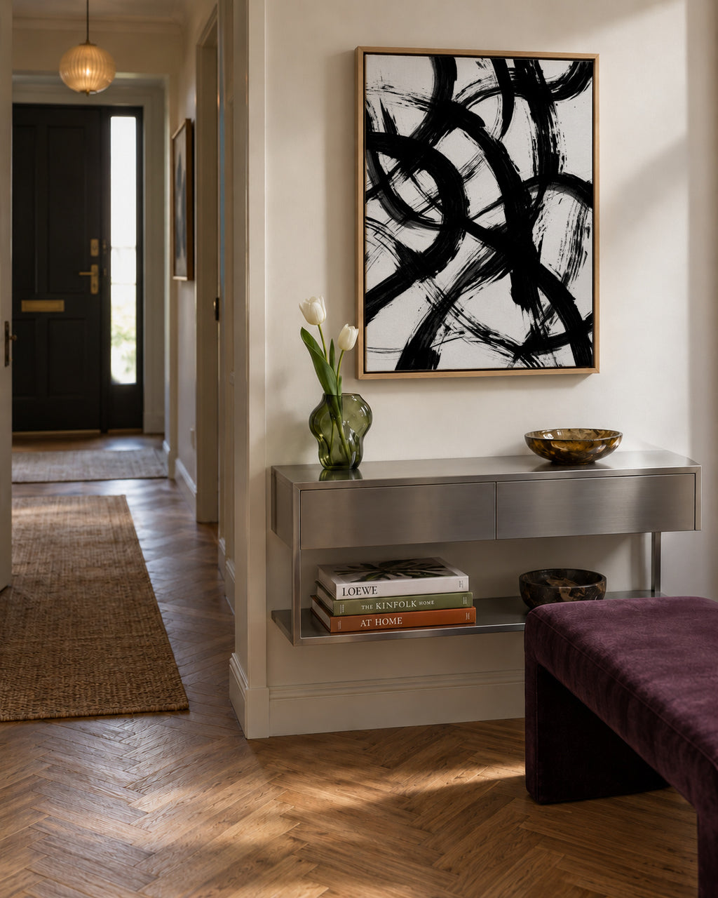 Abstract Brush Strokes 98X - Framed canvas in an interior