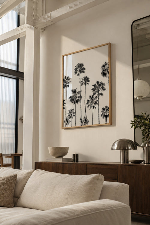 Black And White Palms 3 - Framed poster in an interior
