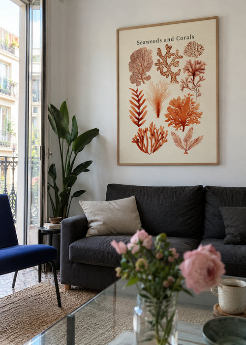 Seaweed & Corals Collection - Framed poster in an interior