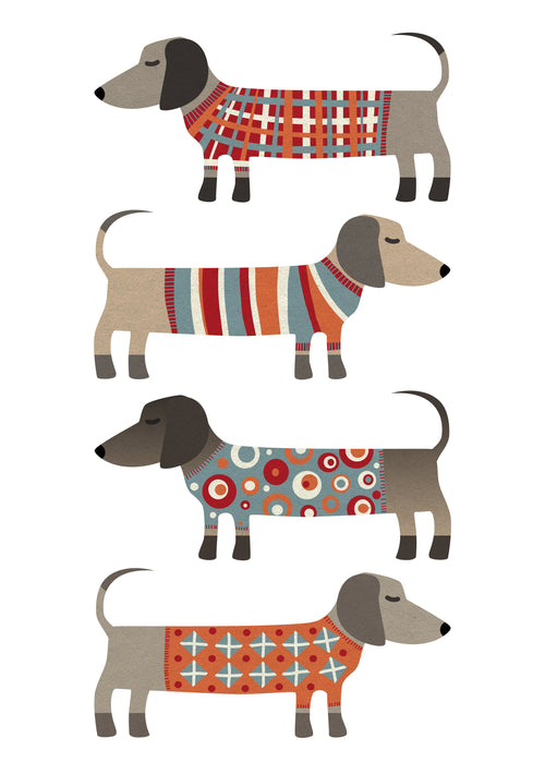 Sausage Dogs in Sweaters - Unframed art print