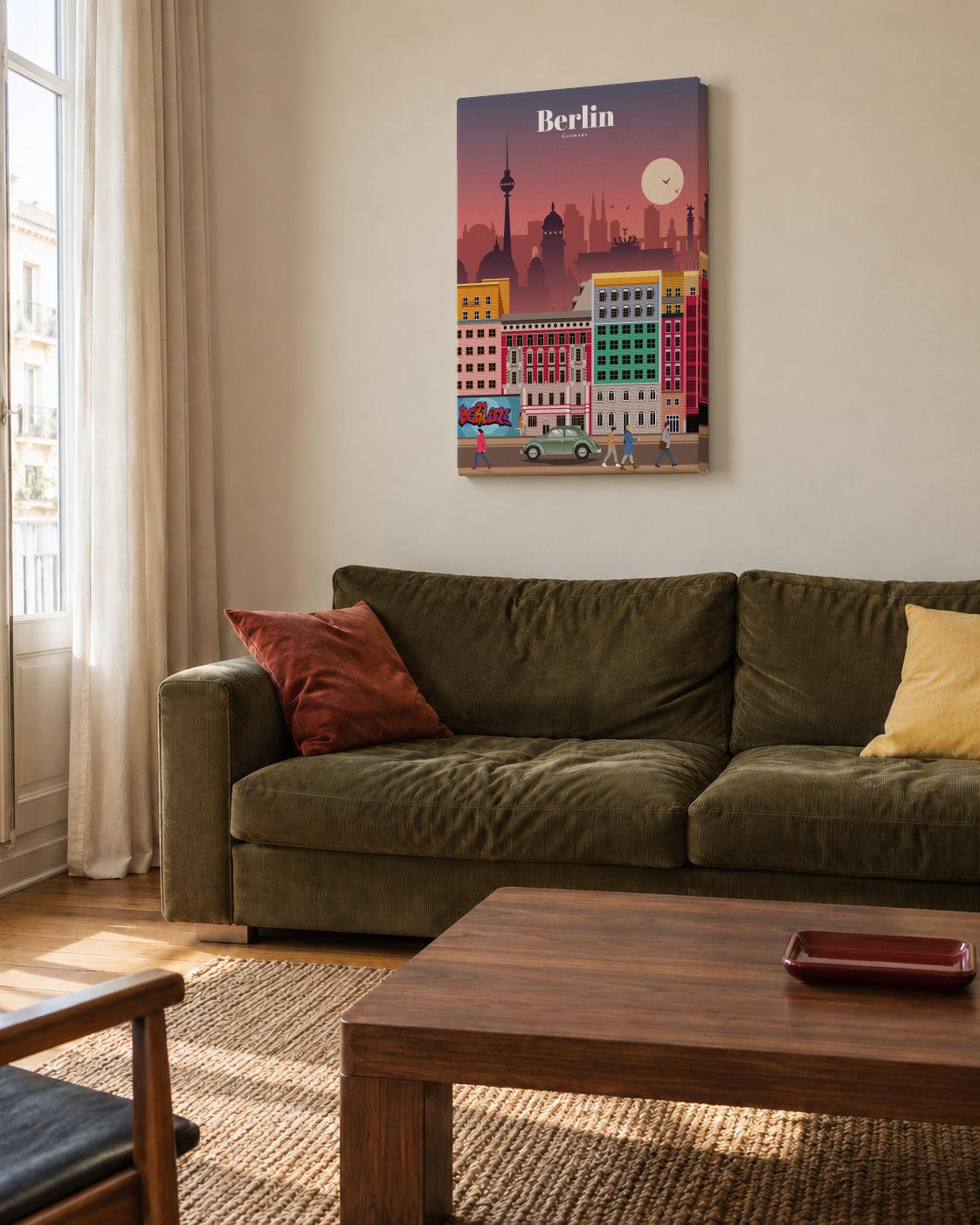 Travel to Berlin - Unframed canvas in an interior