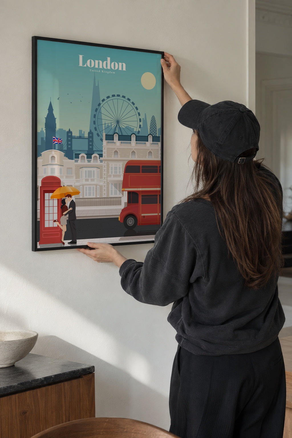 Travel to London - Framed poster in an interior