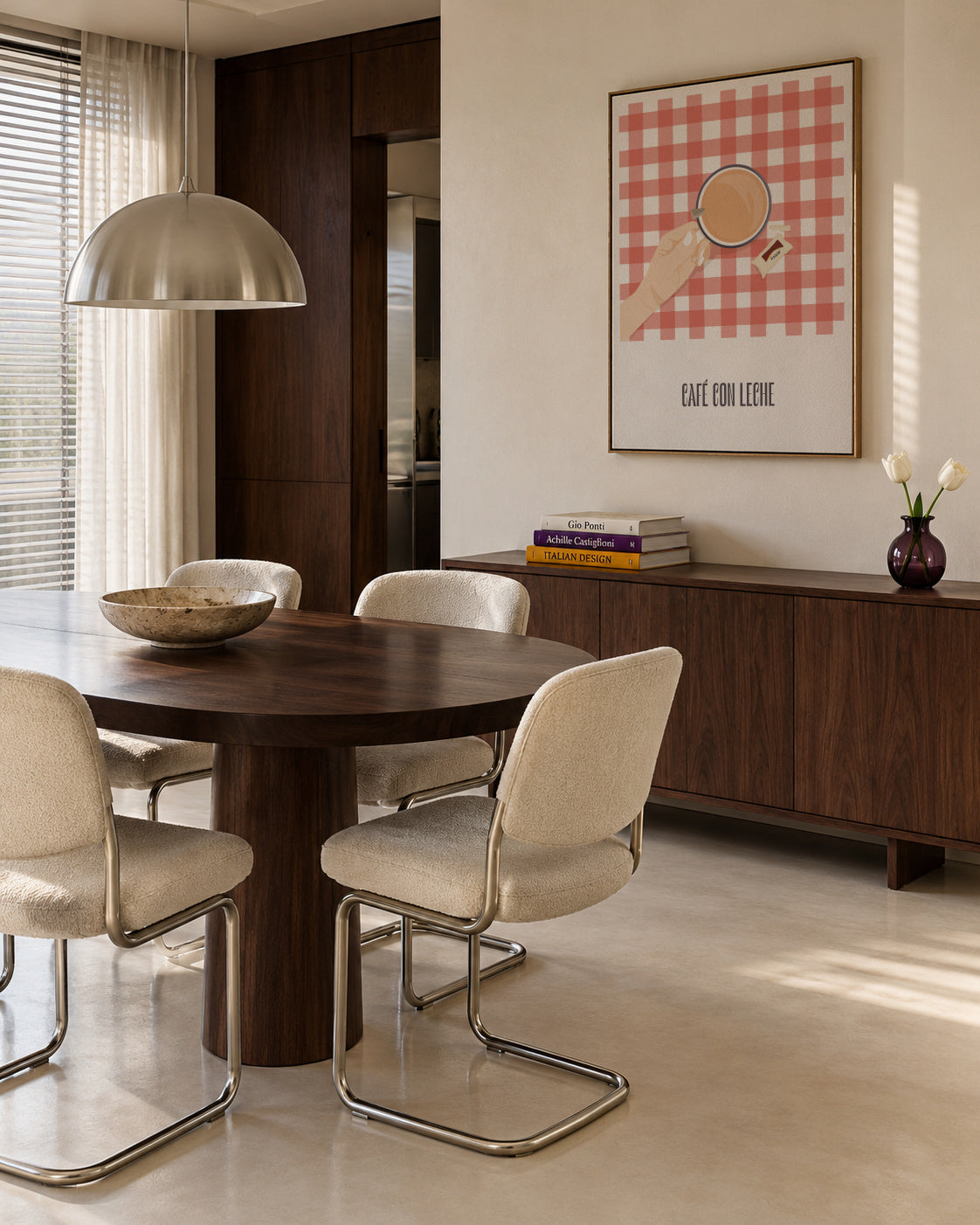 Café con leche - Framed canvas in an interior