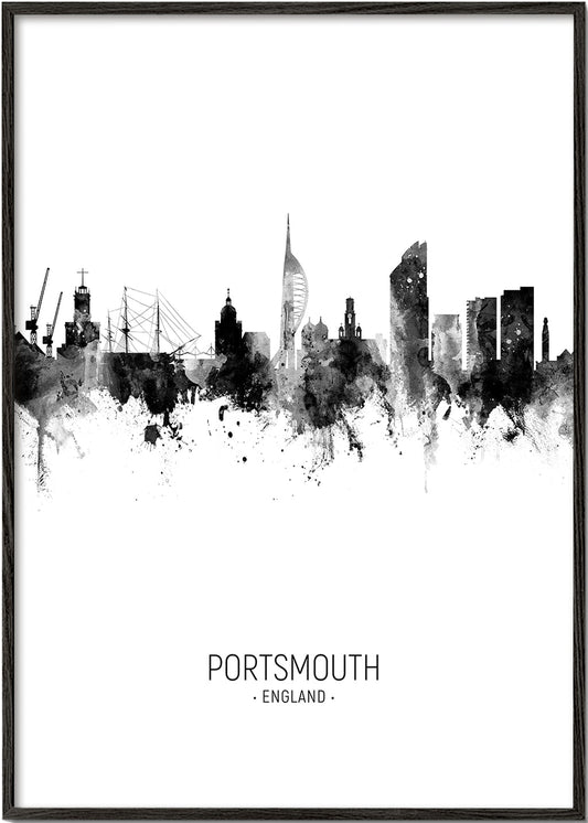 Portsmouth Skyline blanco y negro