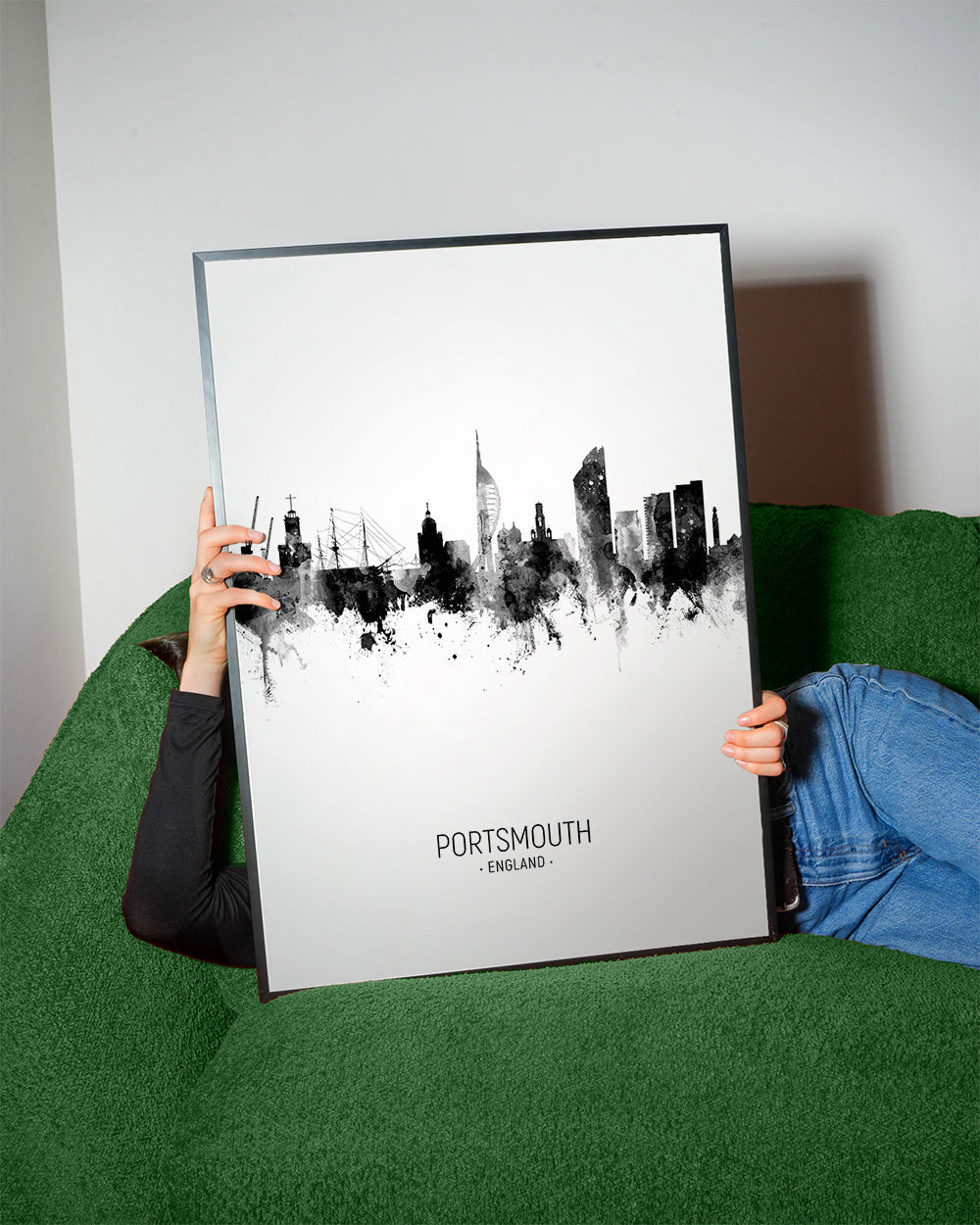 Portsmouth Skyline blanco y negro