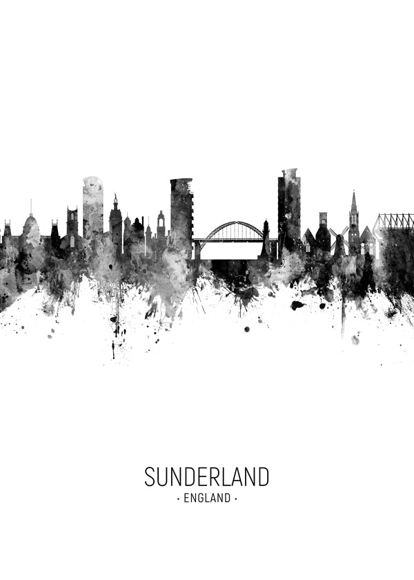 Sunderland Skyline blanco y negro