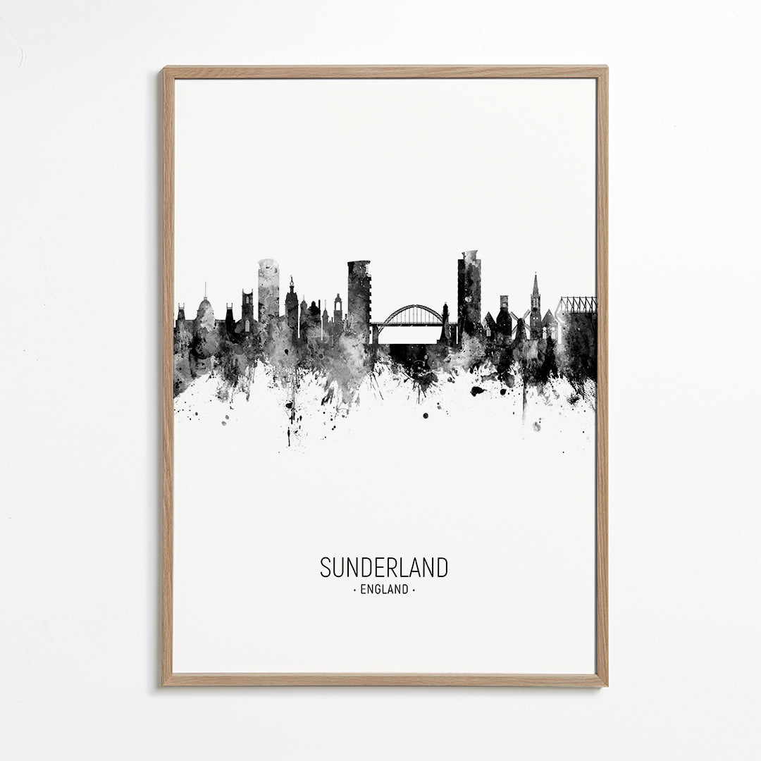 Sunderland Skyline blanco y negro