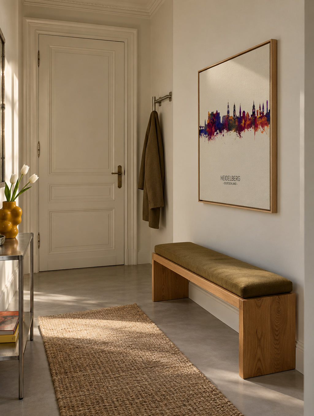 Heidelberg Skyline beige - Framed canvas in an interior
