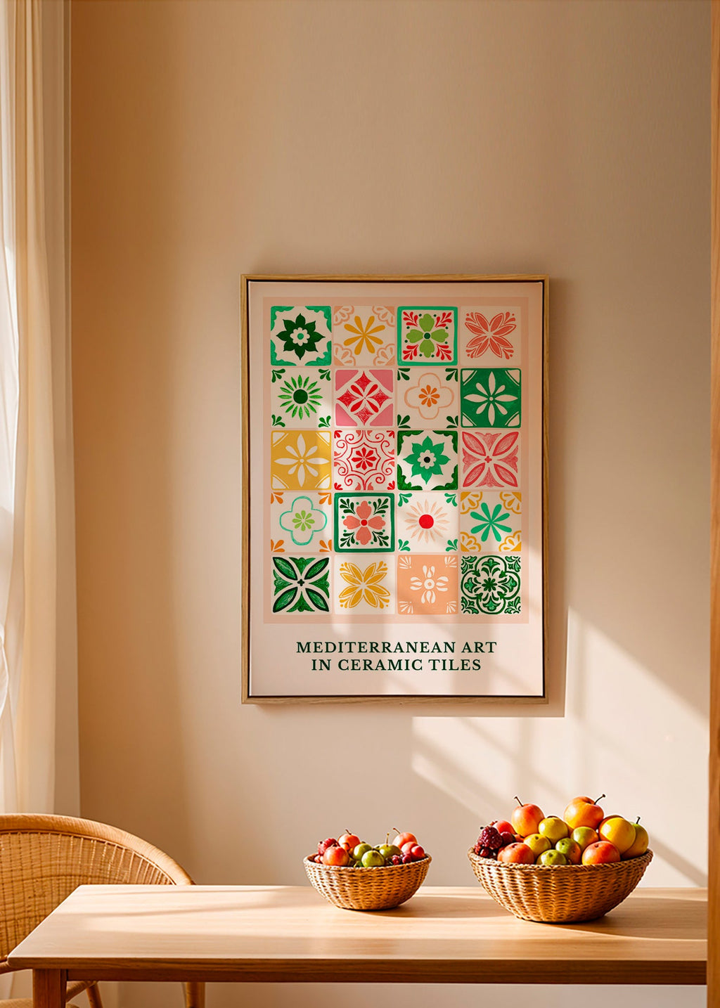 Stampa botanica motivi piastrelle mediterranee