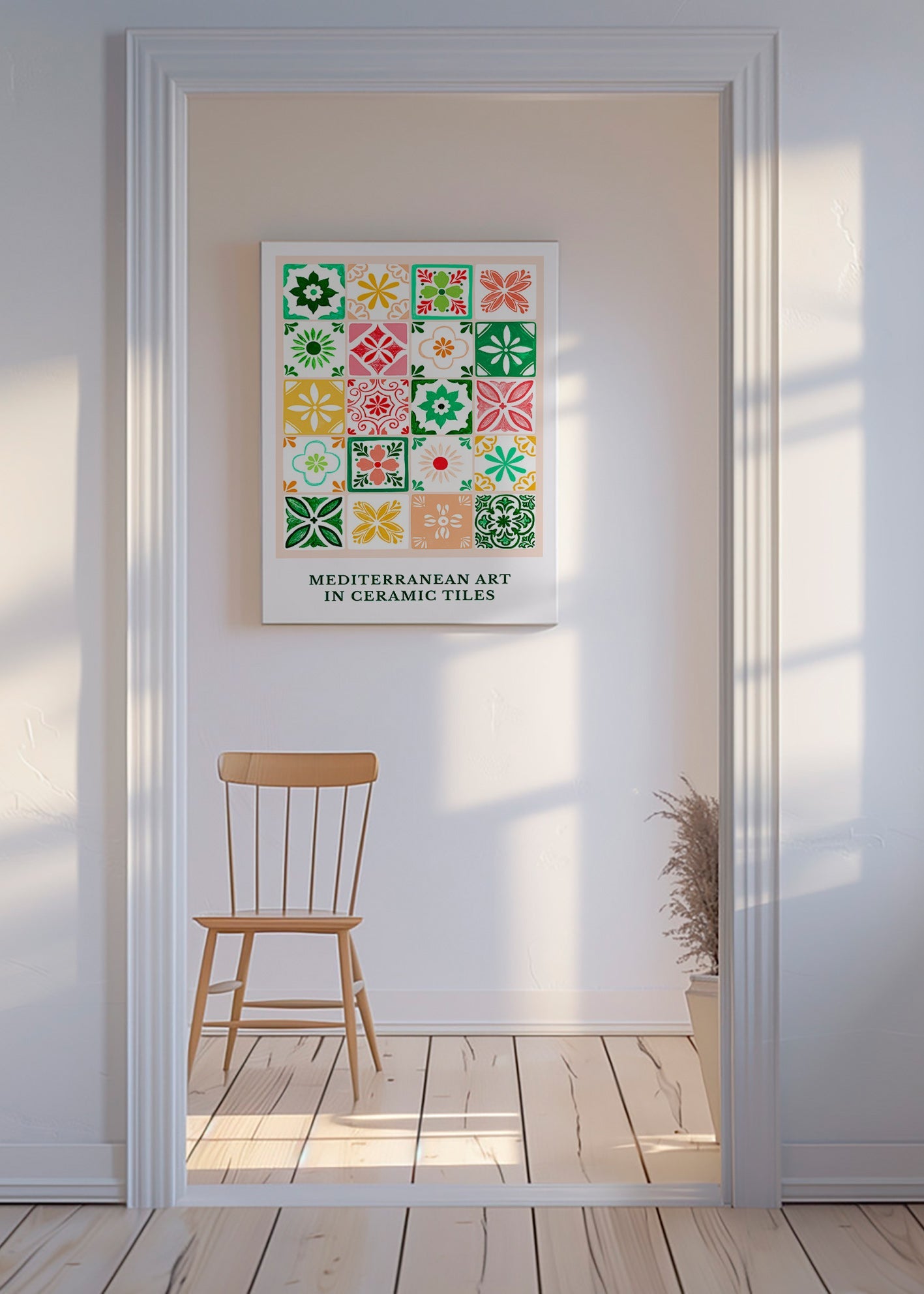 Stampa botanica motivi piastrelle mediterranee