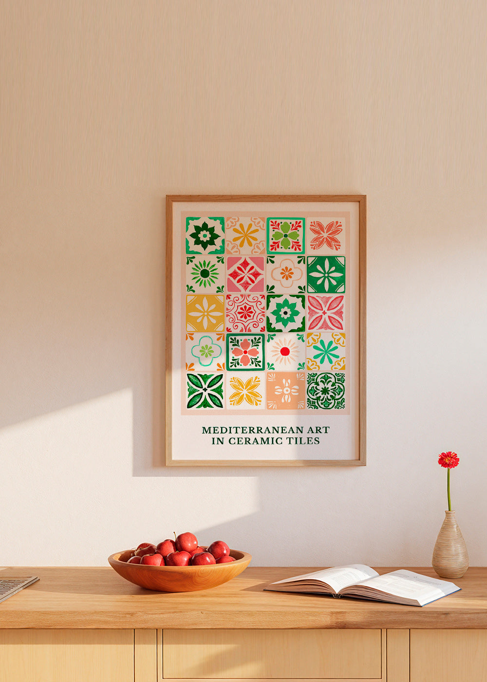 Stampa botanica motivi piastrelle mediterranee