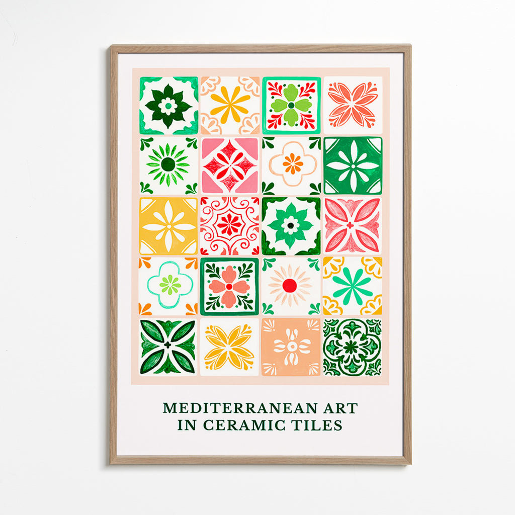 Stampa botanica motivi piastrelle mediterranee