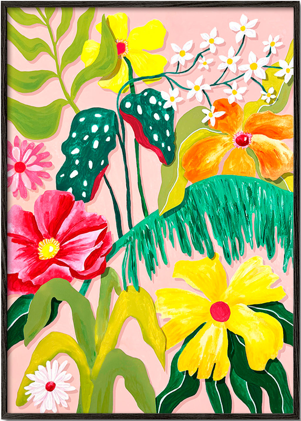 Stampa botanica con fiori vivaci