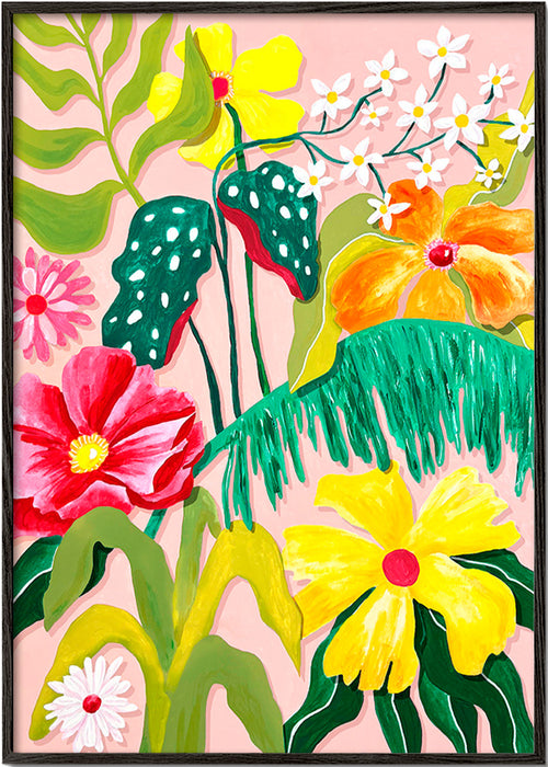Stampa botanica con fiori vivaci