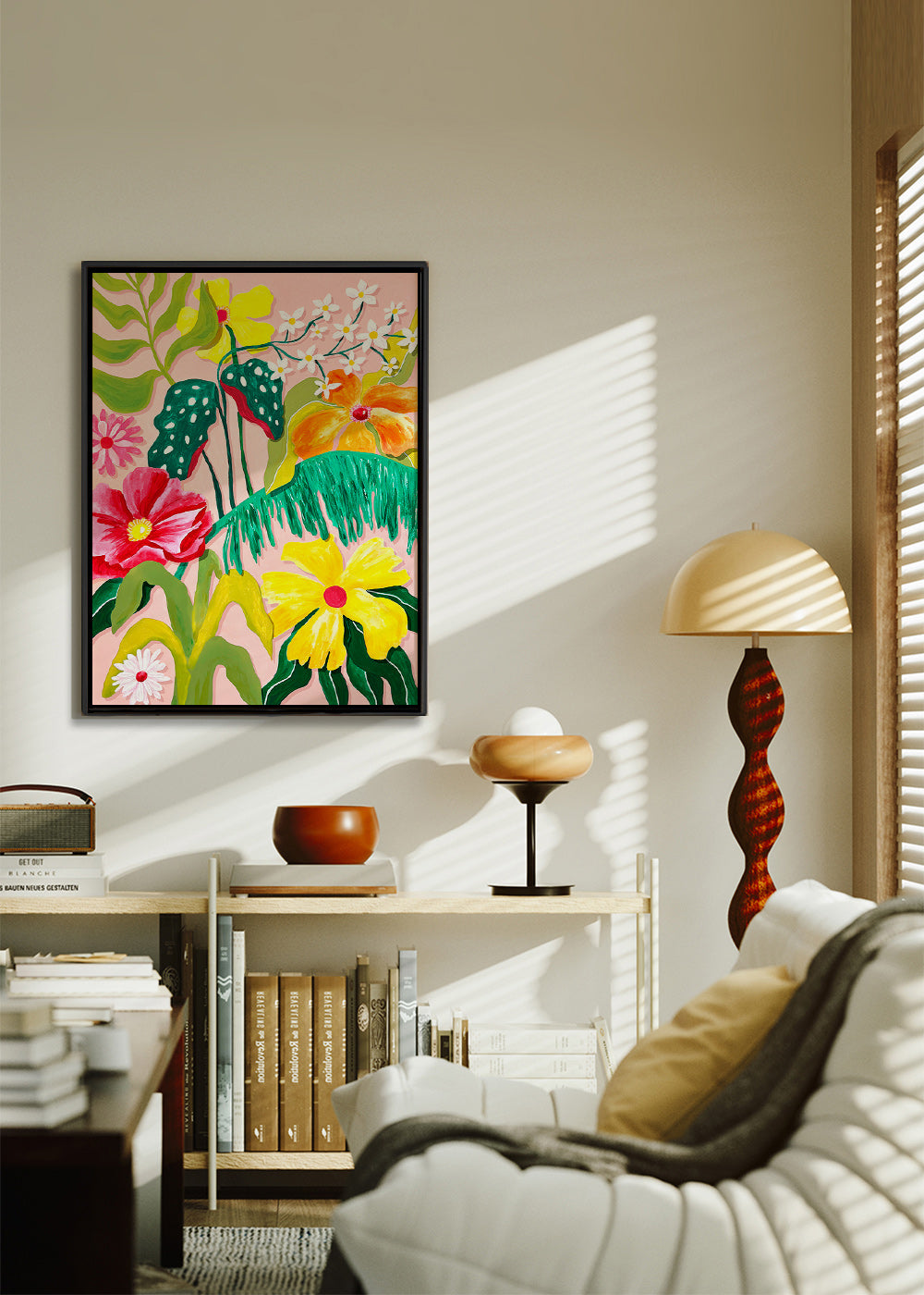 Stampa botanica con fiori vivaci
