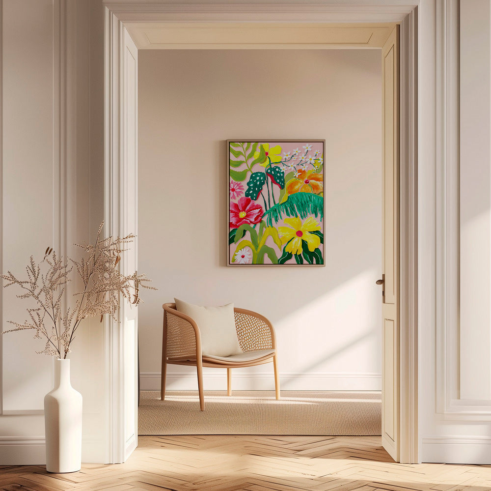 Stampa botanica con fiori vivaci