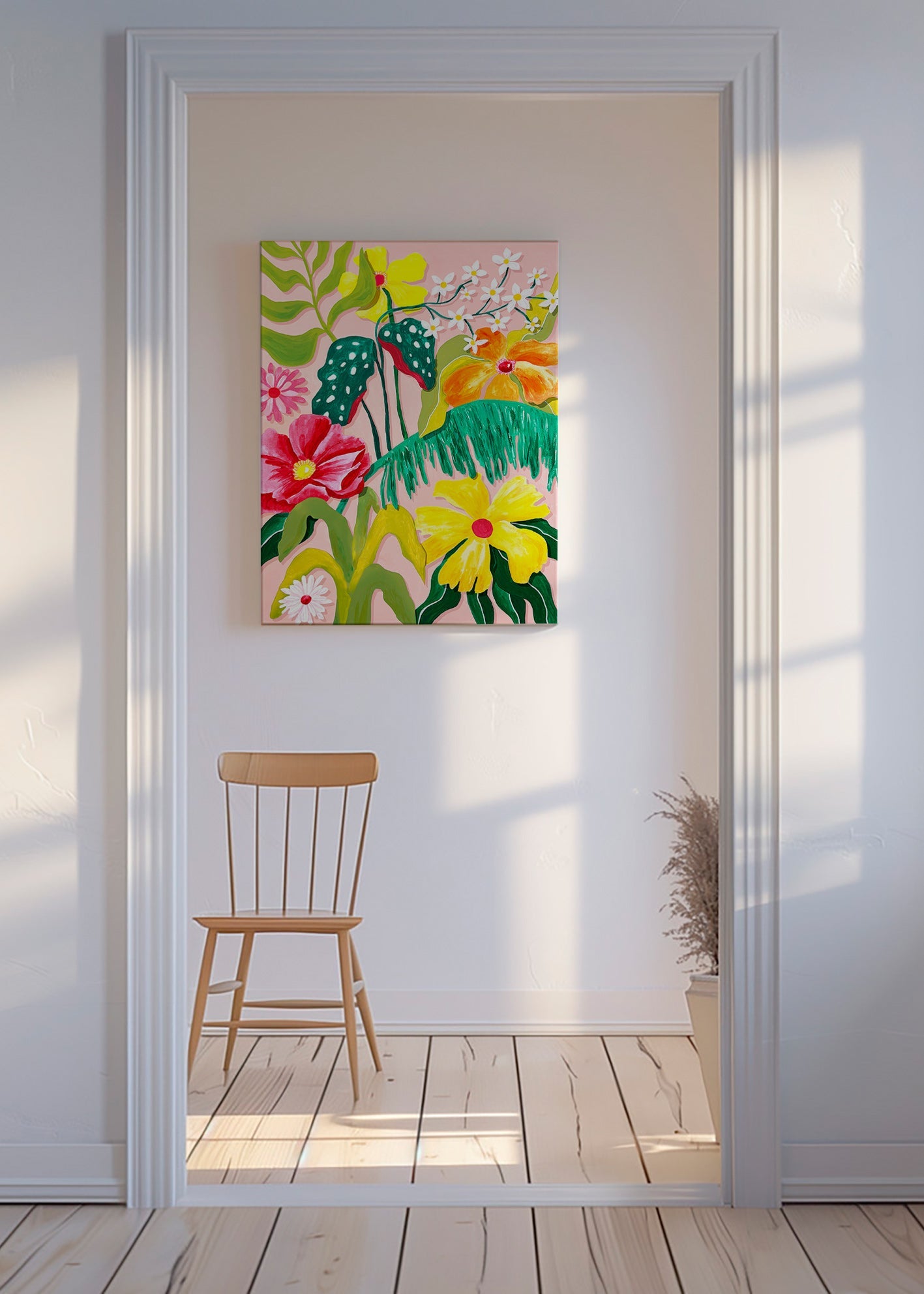 Stampa botanica con fiori vivaci