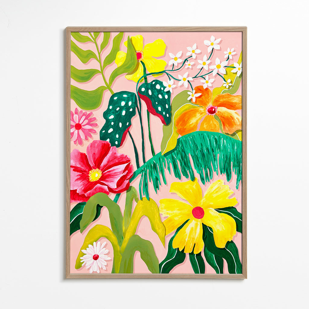 Stampa botanica con fiori vivaci