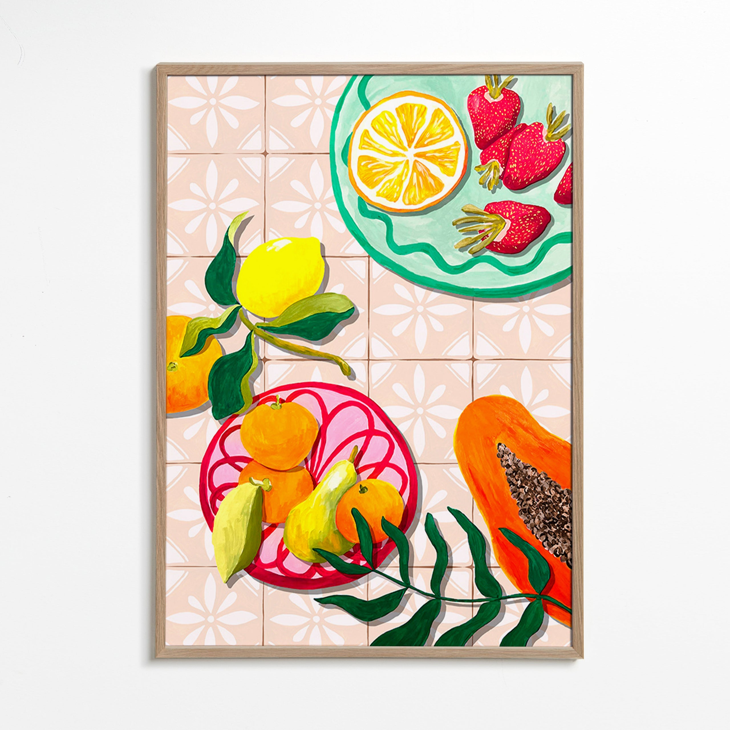 Arte da cucina con frutta e ceramica