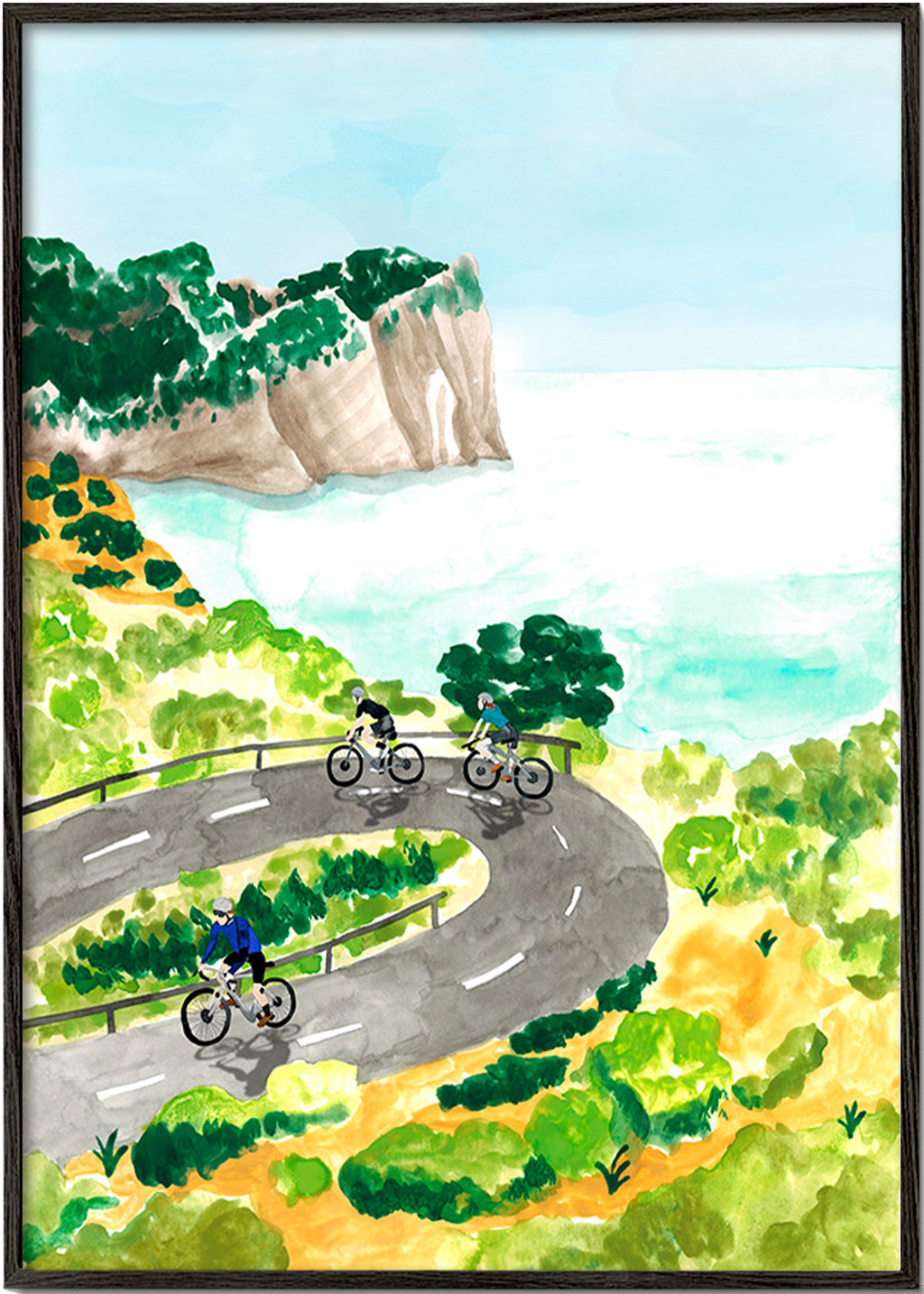 Quadro sportivo con ciclismo costiero