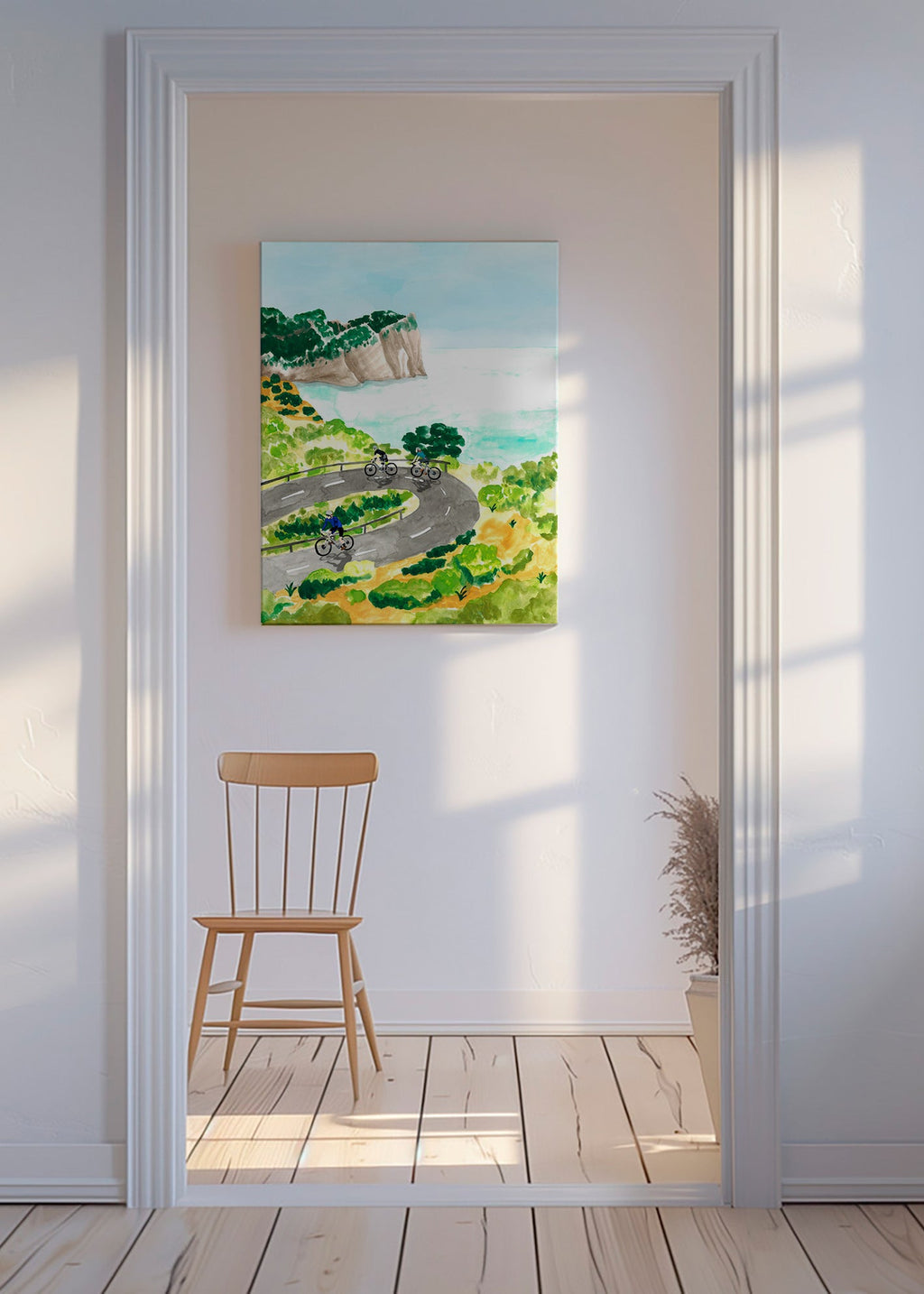 Quadro sportivo con ciclismo costiero