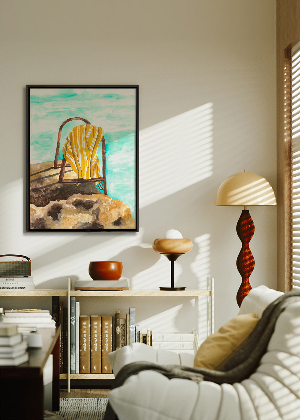Quadro paesaggio con scala e asciugamano