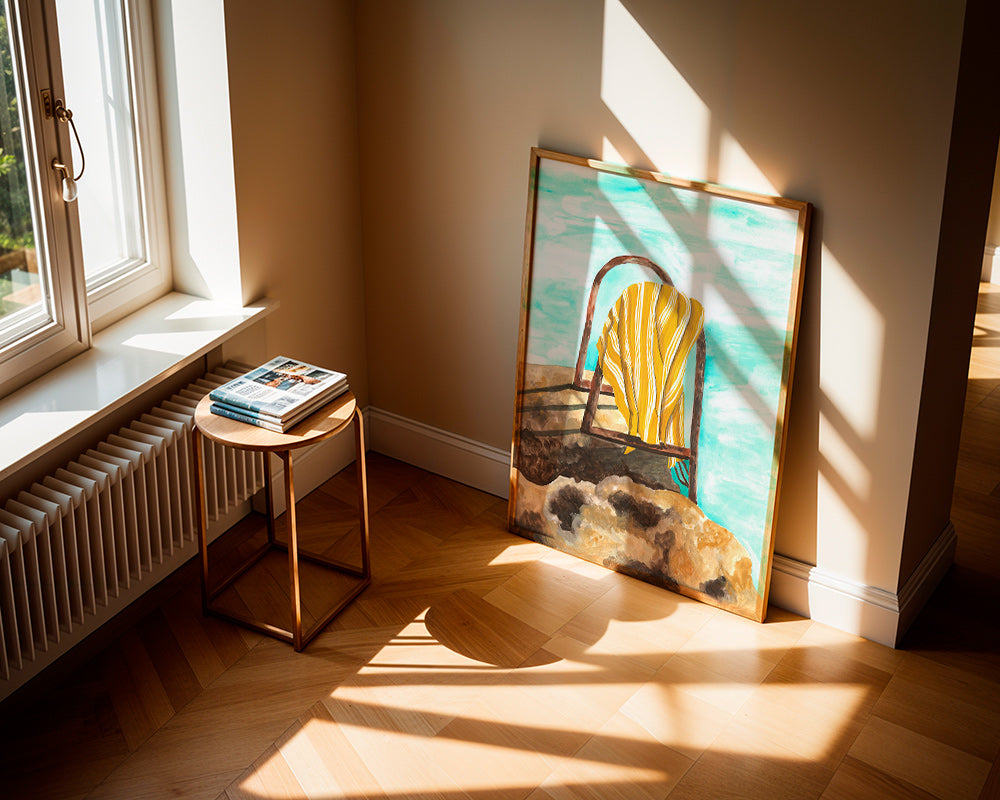 Quadro paesaggio con scala e asciugamano