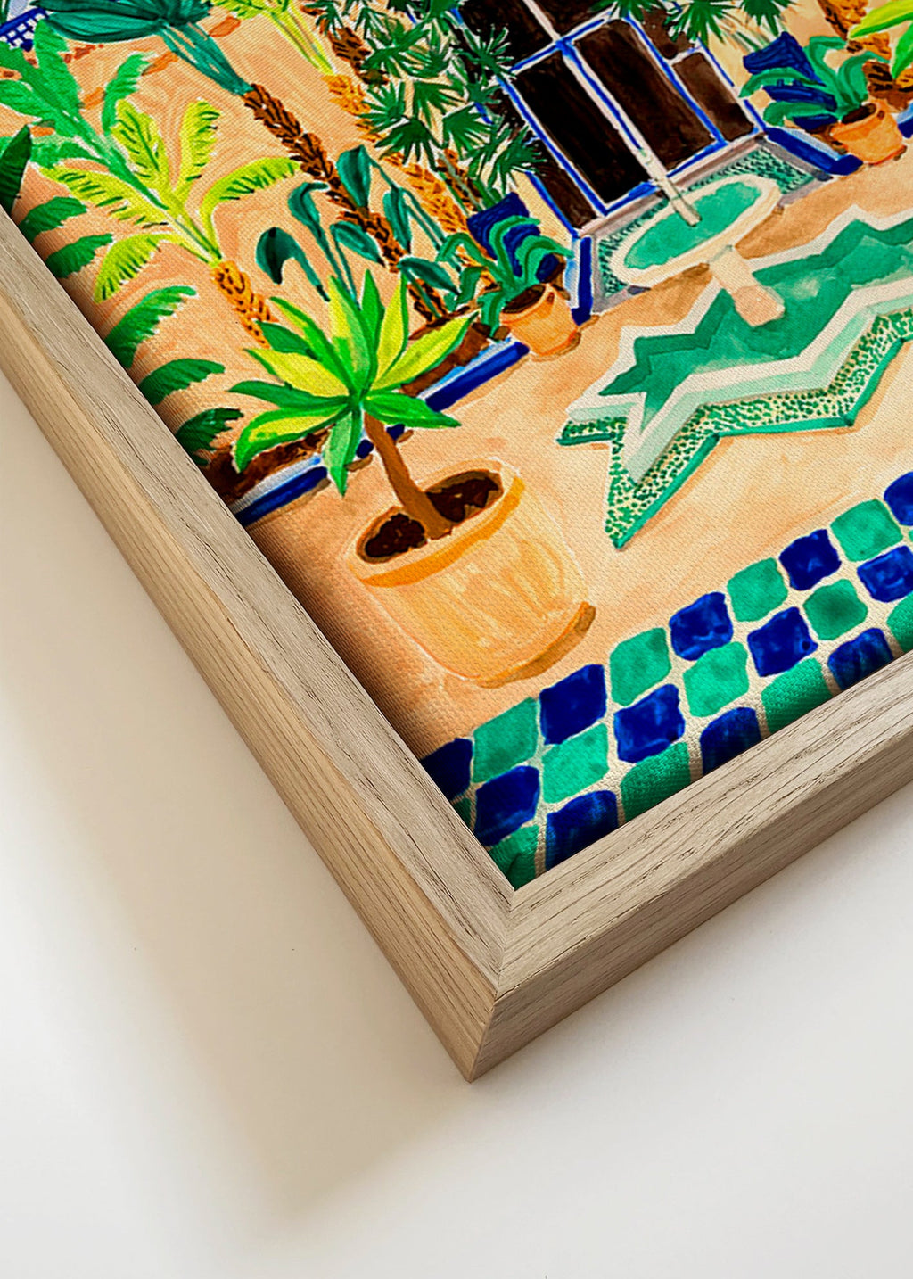 Stampa botanica Cortile con fontana e piastrelle