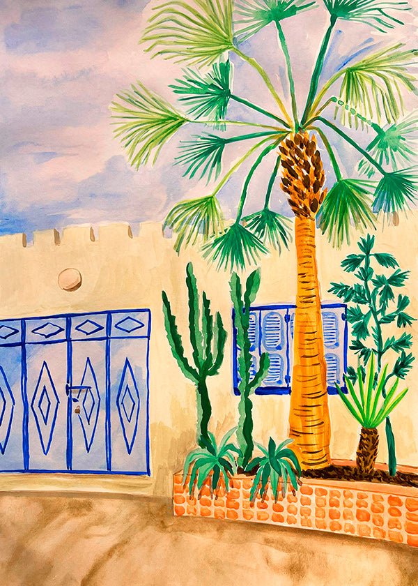 Arte da città: strada marocchina con palma