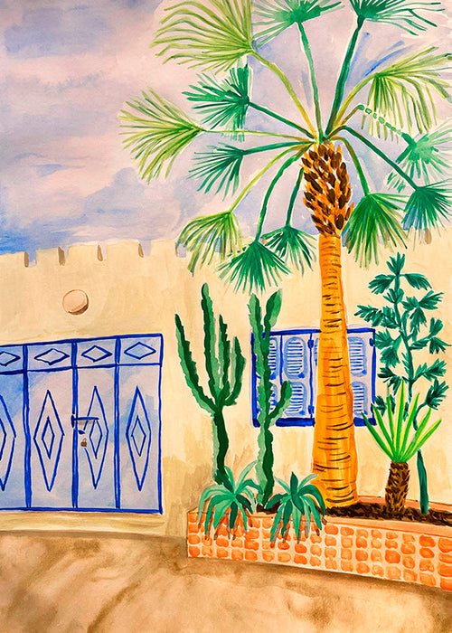 Arte da città: strada marocchina con palma