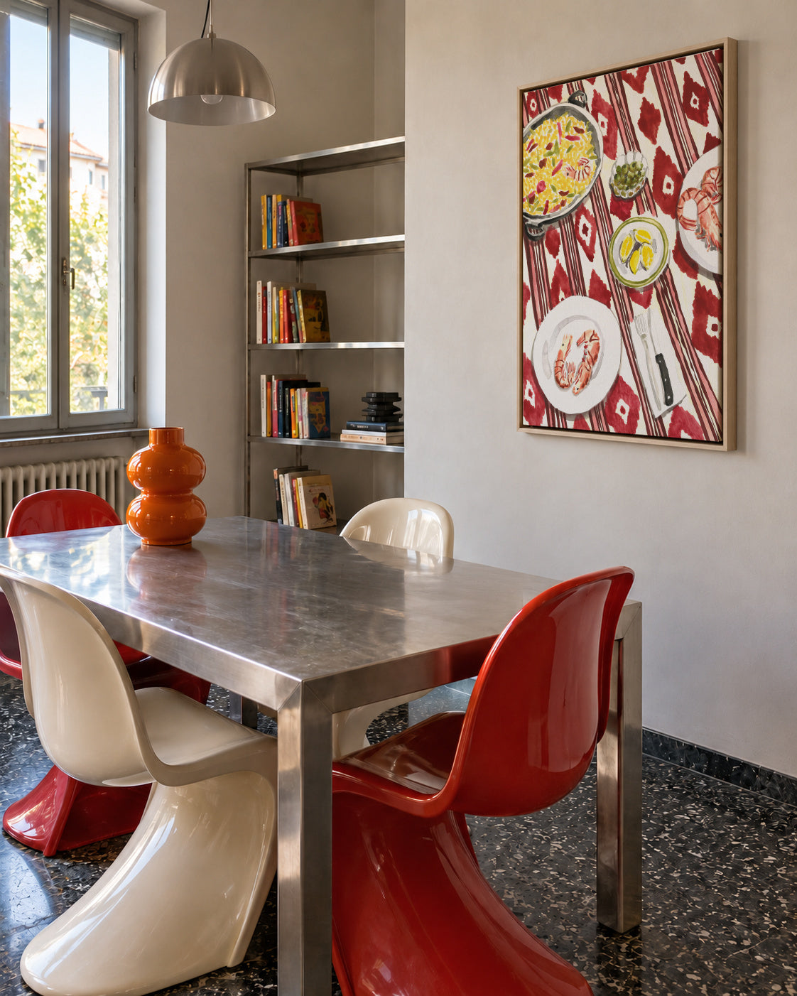 Mediterranean Paella Table - Framed canvas in an interior