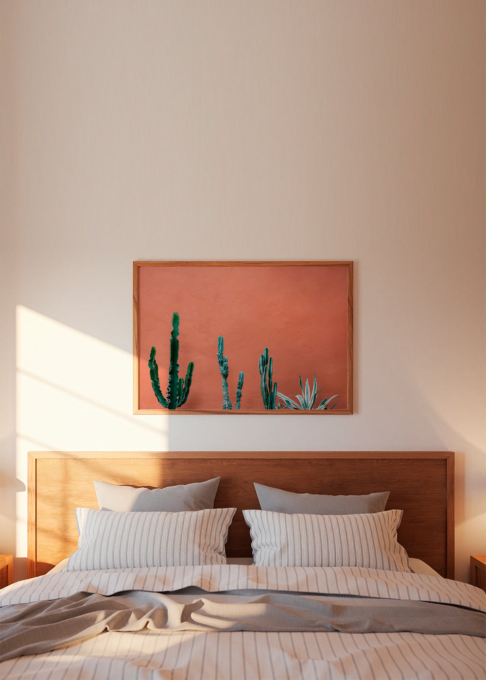 Stampa botanica con cactus su parete terracotta – Product2