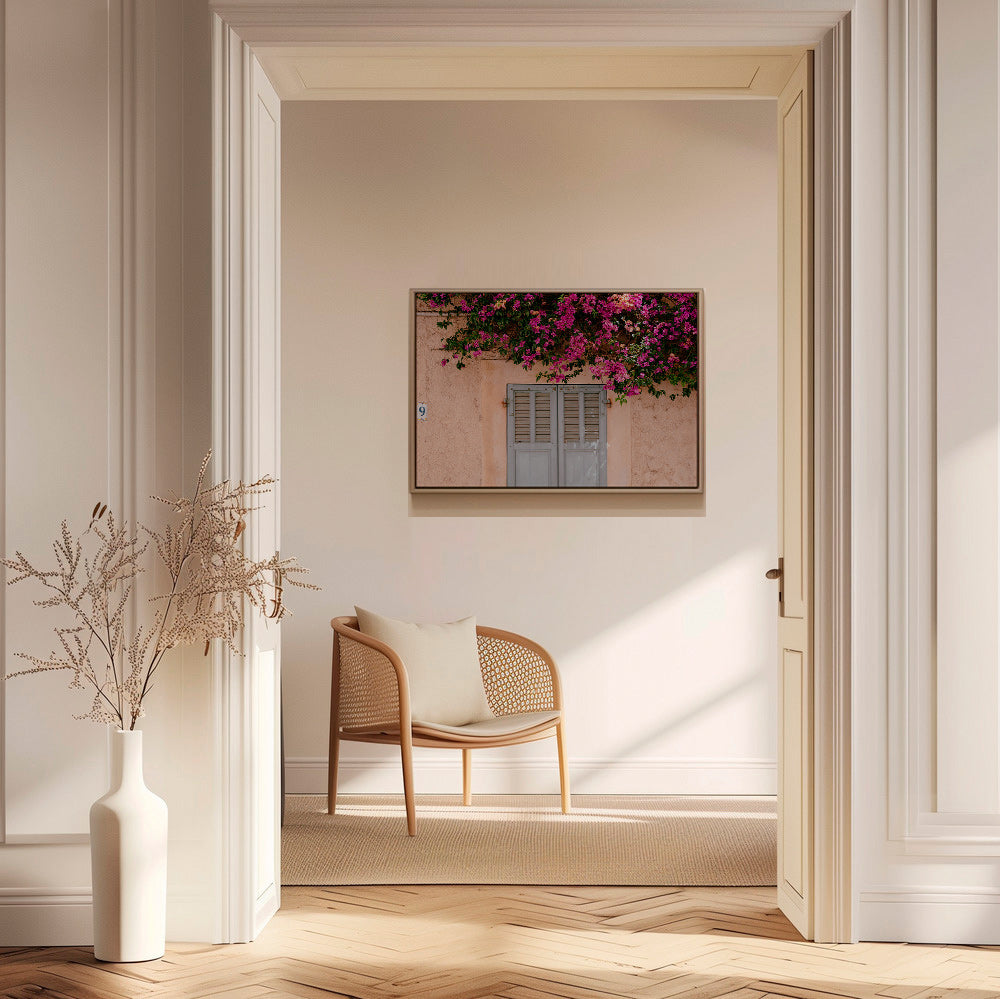 Stampa botanica: buganville sulla porta antica – Canvas2