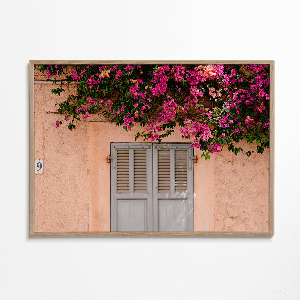 Stampa botanica: buganville sulla porta antica – Oak Frame