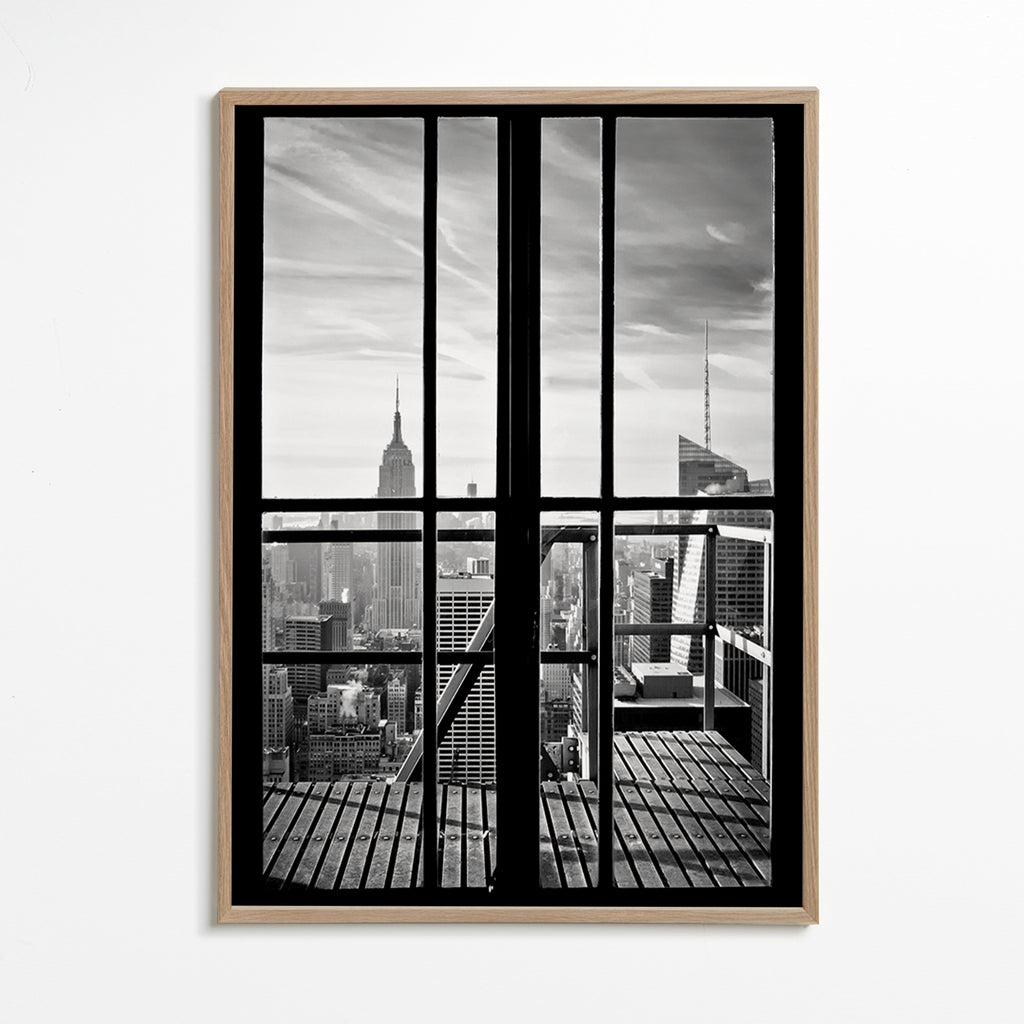Quadro città vista dalla finestra – Oak Frame