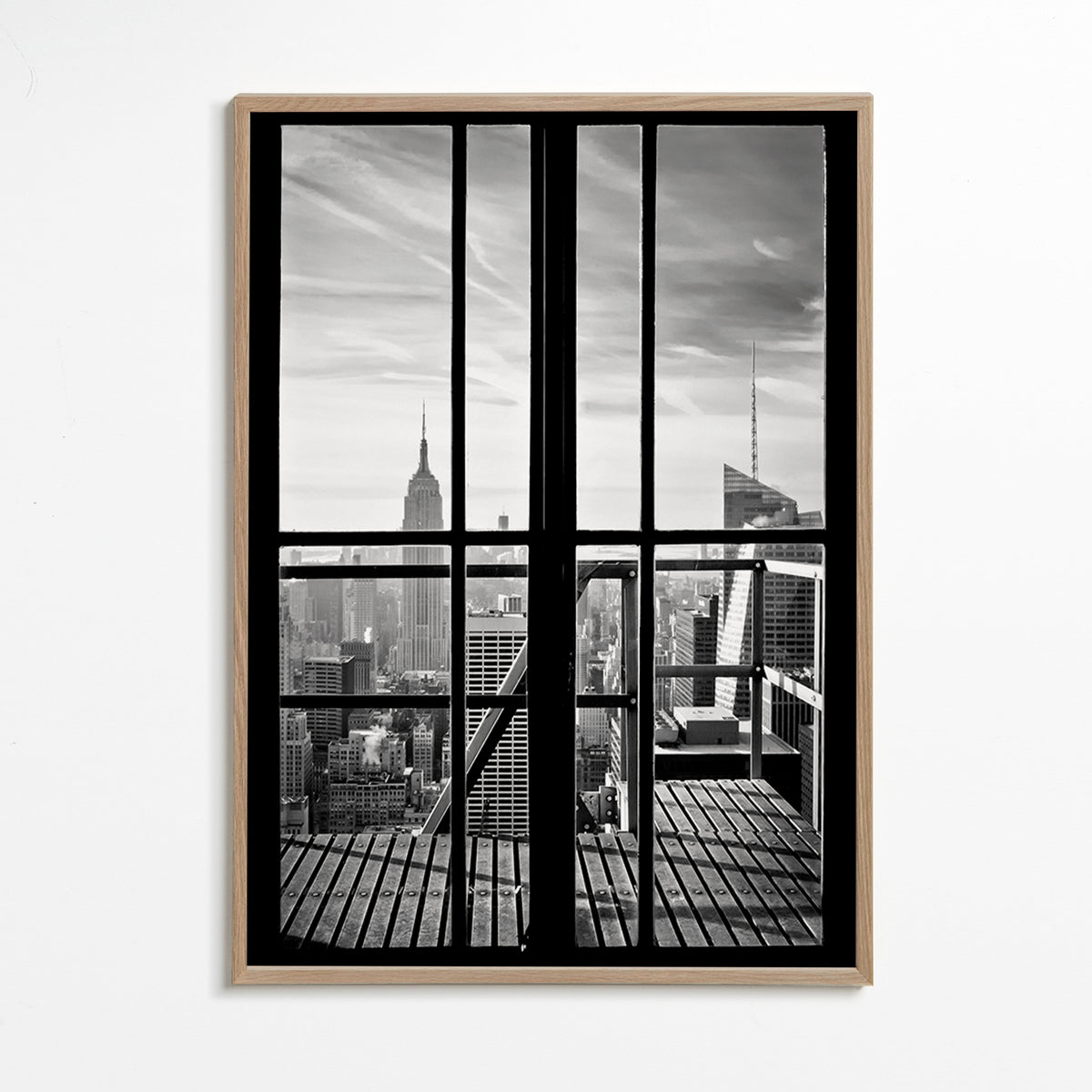 Quadro città vista dalla finestra – Oak Frame