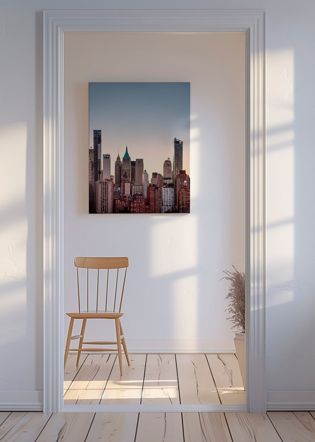 Poster città con skyline al crepuscolo – Canvas
